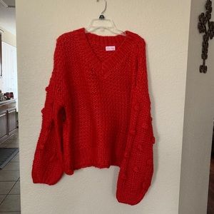 NWOT Pink Lily Pom Sweater Size L